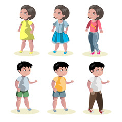 Flat baby boy and girl fashion icon set