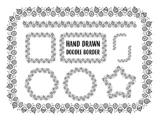 Vector set of hand drawn doodle border
