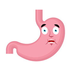 Stomach scared OMG avatar emotion. Belly Oh my God emoji. Frightened  Internal organ. Vector illustration