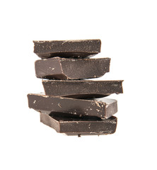 pieces of chocolate bar isolated on white background