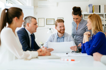 Succeful business partners brainstormin