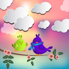 Cute bird on branch