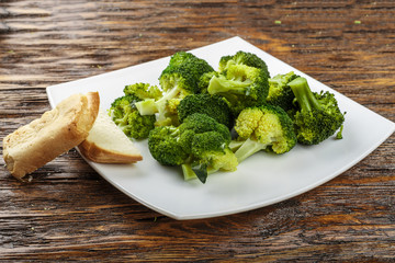 Boiled broccoli on a plate