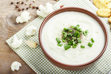 vegetable cream soup in a plate