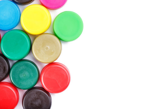 many plastic caps of different colors