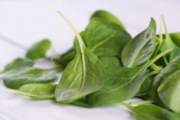 Green leaves of fresh spinach