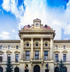 antique building view in Old Town Bucharest, Romanian