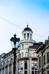 antique building view in Old Town Bucharest, Romanian