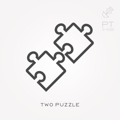 Line icon two puzzle