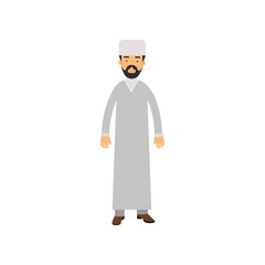 Muslim imam character, religion representative vector Illustration