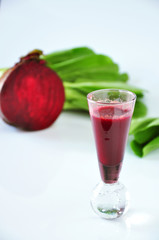 Close up Fresh Beetroot Juice Shot