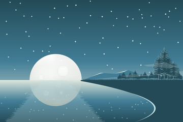 Obraz na płótnie Canvas Full moon night landscape