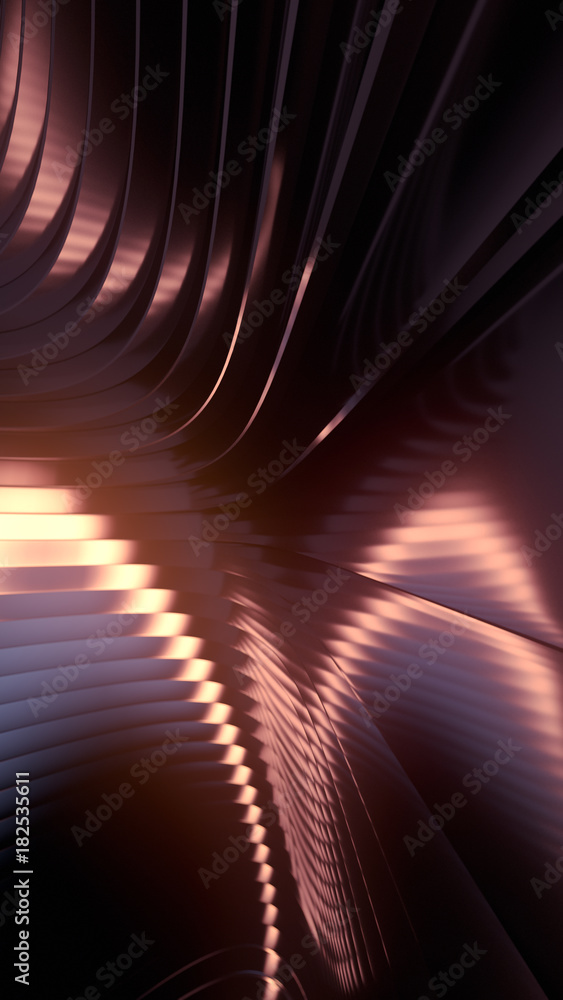 Poster Wave band abstract background surface 3d rendering