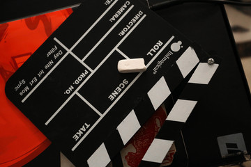 Top view at clapperboard