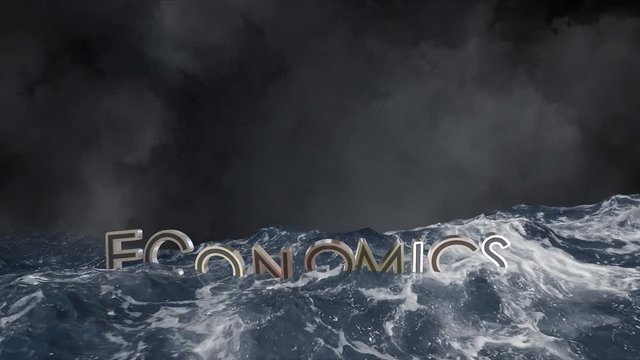 Economics in stormy sea. Allegory
