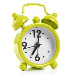 Retro alarm clock isolated on white background