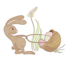 Rabbit with basket illustration
