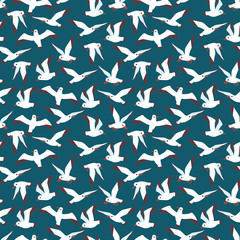 Fototapeta na wymiar Flying atlantic seabird seamless pattern
