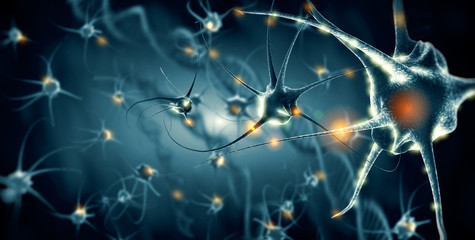 Active nerve cells - obrazy, fototapety, plakaty