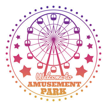 Amusement park welcome emblem logo isolated on white
