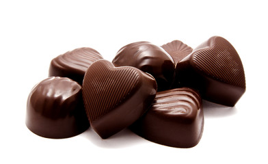 Assortment of chocolate candies sweets isolated on a white