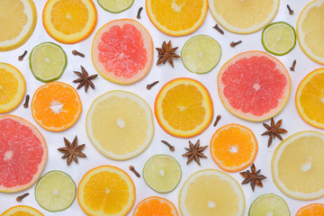 Fototapeta na wymiar Background with citrus fruit slices