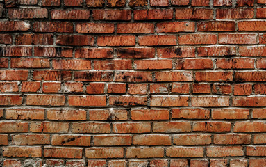 Old brick wall background. Red brick wall texture. Old brickwork