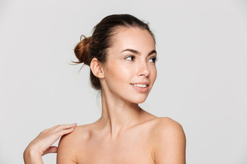 Beauty portrait of a young attractive half naked woman