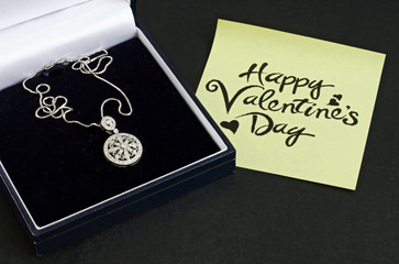 Valentine's card and white gold choker