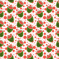Watermelon Cartoon Face Seamless Pattern