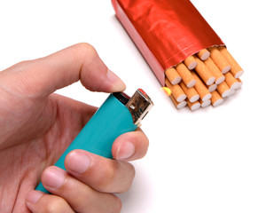 Burn cigarette for destroy (stop smoking concept)
