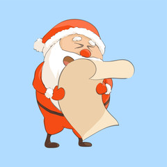 santa claus reads a large list