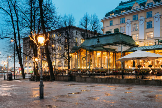 Helsinki, Finland. Famous And Popular Place Is Cafe, Bar, Restaurant