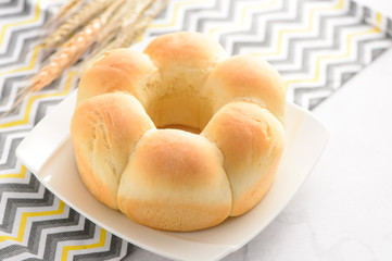 Torn bread with wheat, hand made bread
