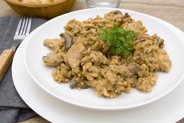 risotto poulet et champignons