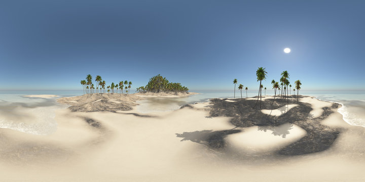 360 Grad Panorama mit einer Insel im Meer