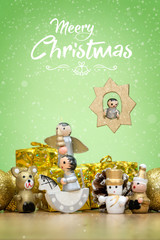 christmas decoration elements, toys and gift boxes