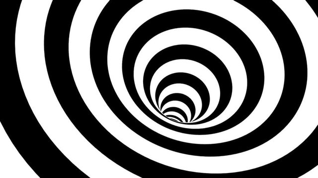 Black and white hypnotic spiral. Abstract bckground. Seamless loop