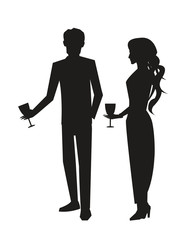 Man in Suit and Woman in Dress Vector Illustration