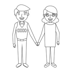 cute couple the old woman and man grandparents lovely vector illustration