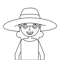 old woman portrait lady grandma cartoon vector illustration