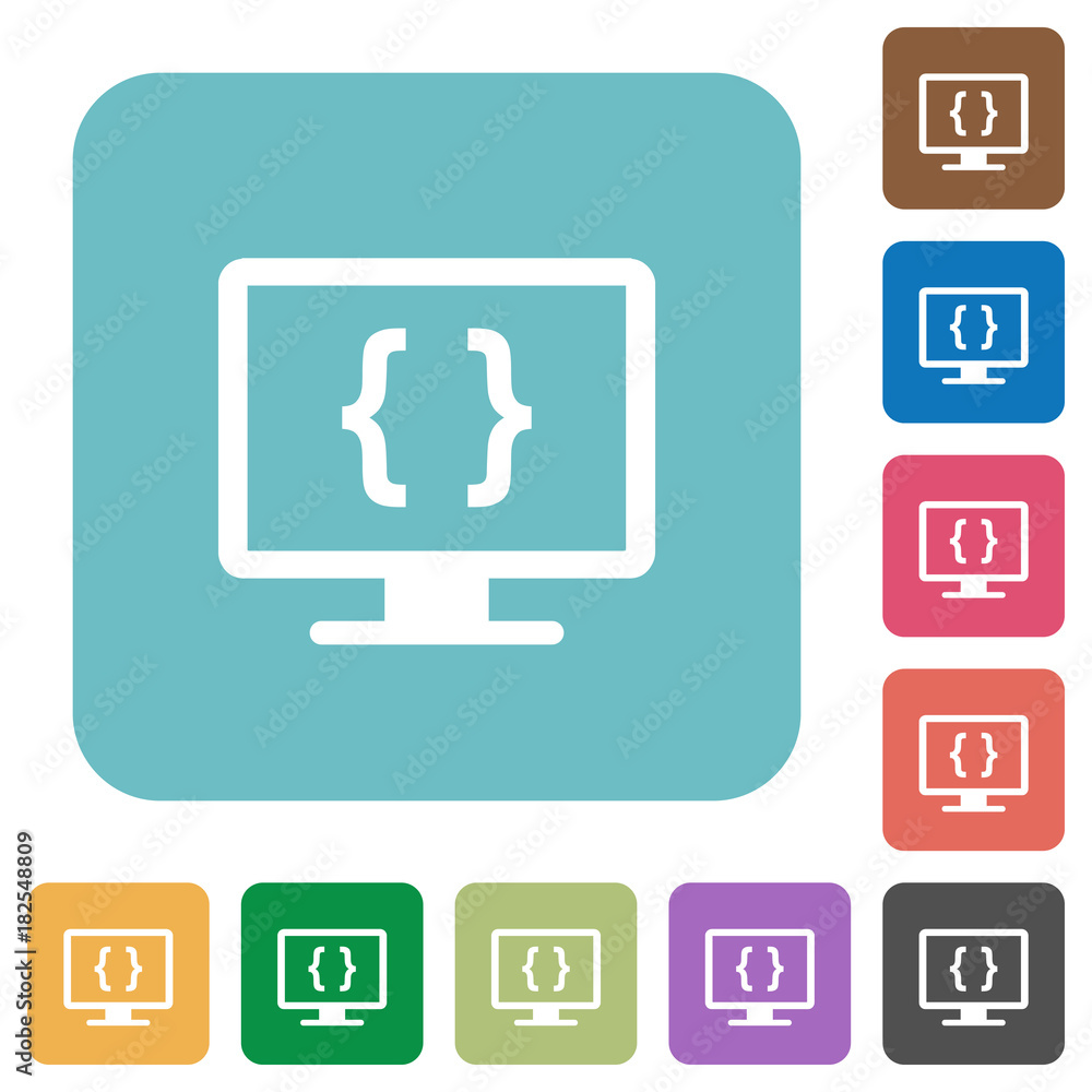 Poster developing application rounded square flat icons