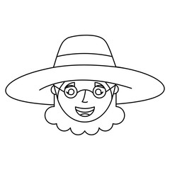 old woman face lady grandma cartoon vector illustration