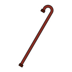 wooden cane stick help walk object vector illustration