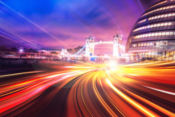 Motion Speed Light on London City - obrazy, fototapety, plakaty