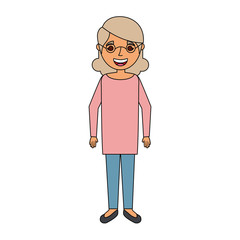 elderly woman grandmother character happy expression vector illustration
