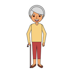 elderly woman grandmother character happy expression vector illustration