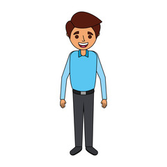 young man cartoon standing character smiling vector illustration