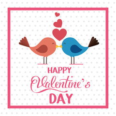 happy valentines card with cute bird couple in love vector illustration graphic design