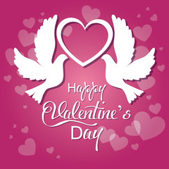 happy valentines card with cute bird couple in love vector illustration graphic design